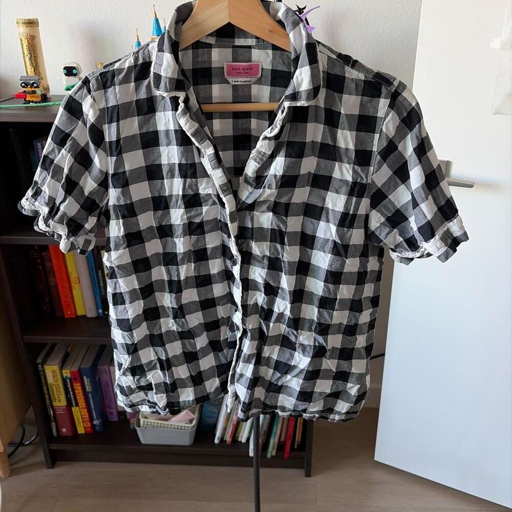 Kate Spade New York Gingham Button Front Shirt Women's Small